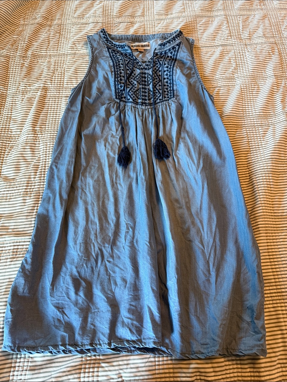 Handmade Embroidered women’s Blue Sleeveless Dress